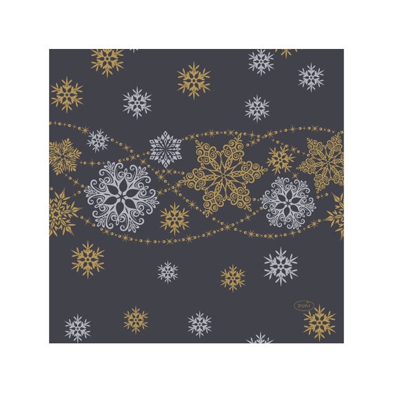 Duni Serviet 33X33Cm 20 Stuks Snow Glitter Black