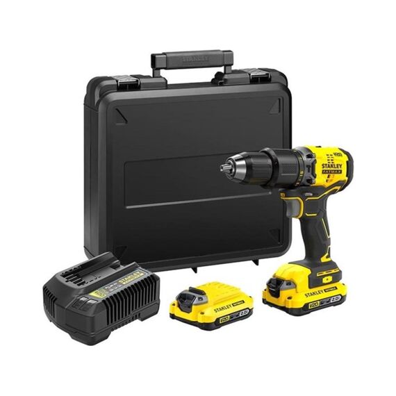 Stanley 18V 2X2.0Ah Brushless Schroefklopboormachine In Koffer