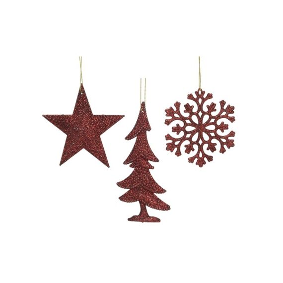 Figuren Keuze Uit Sneeuwvlok, Ster, Boom L0.80-W10.50-H10.50Cm Oxblood