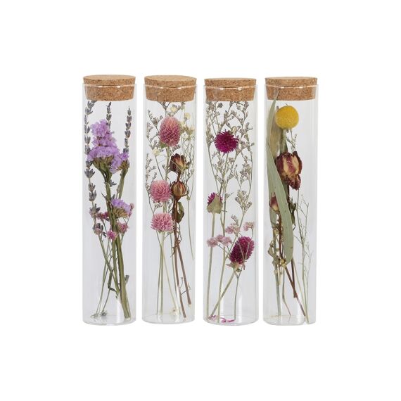 Bottle With Flowers Glass 5X5X23Cm Transparent 4 Assortimenten Prijs Per Stuk