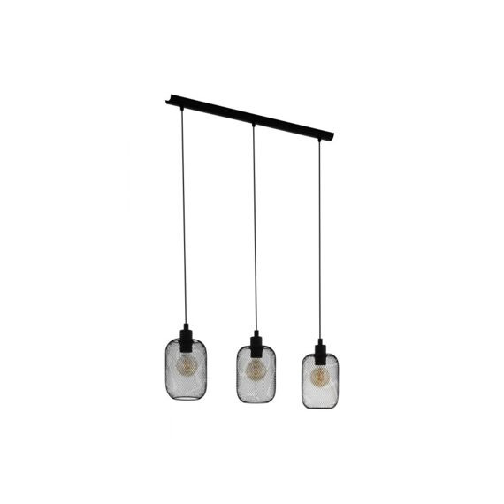 Hanglamp 3 E27 Gitterschirm Zwart 'Wrington