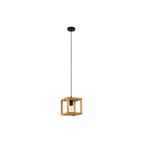 Hanglamp 1 E27 Sw/Holz 'Blackcrown 1'