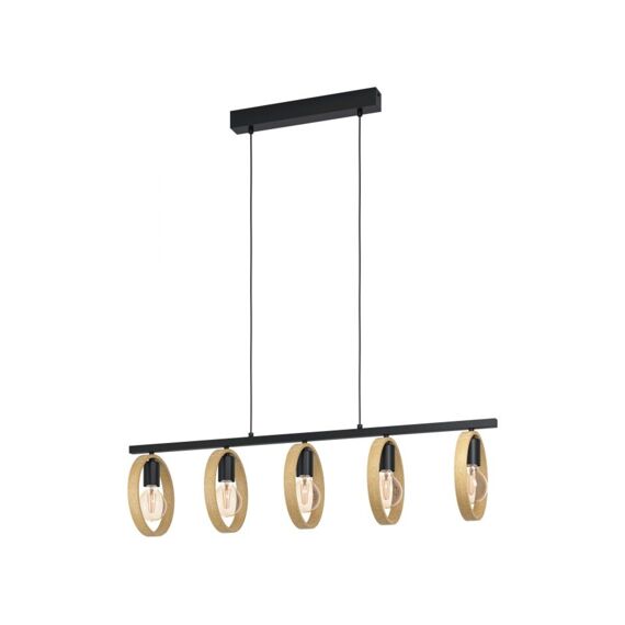 Hanglamp 5 E27 Zwart/Holz 'Ipsden'