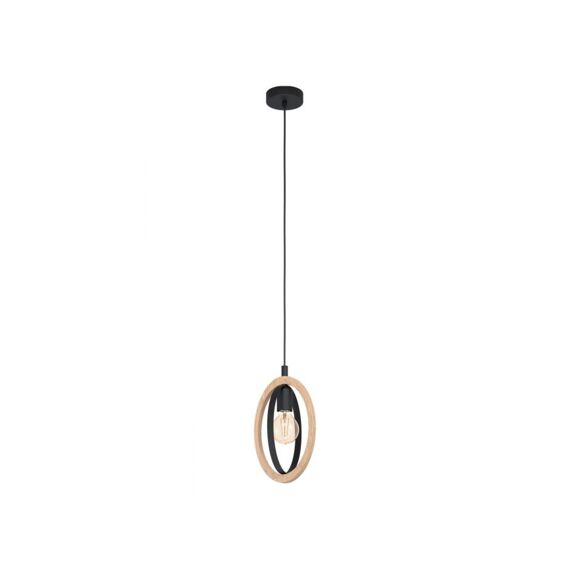 Hanglamp 1 E27 Zwart/Holz 'Basildon'