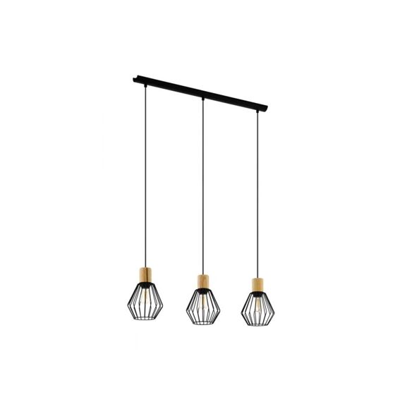 Hanglamp 3 E27 Zwart/Holz 'Palmorla'