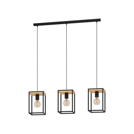 Hanglamp 3 E27 Zwart/Holz 'Libertad'