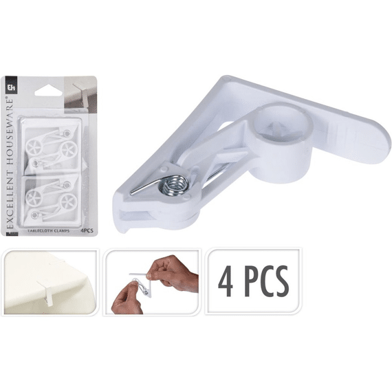 Tafelkleedklemmen Set 4 stuks Wit