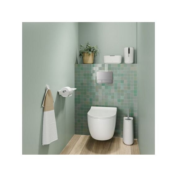 Tiger Tess Toiletborstelhouder Met Opbergfunctie Vrijstaand En Swoop® Borstel Flexibel Wit / Lichtgrijs