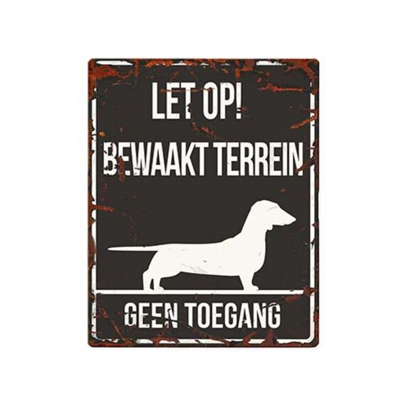 Waarschuwingsbord Vierkant Dachshund N 20X25Cm Zwart