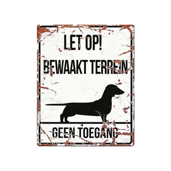 Waarschuwingsbord Vierkant Dachshund N 20X25Cm Wit