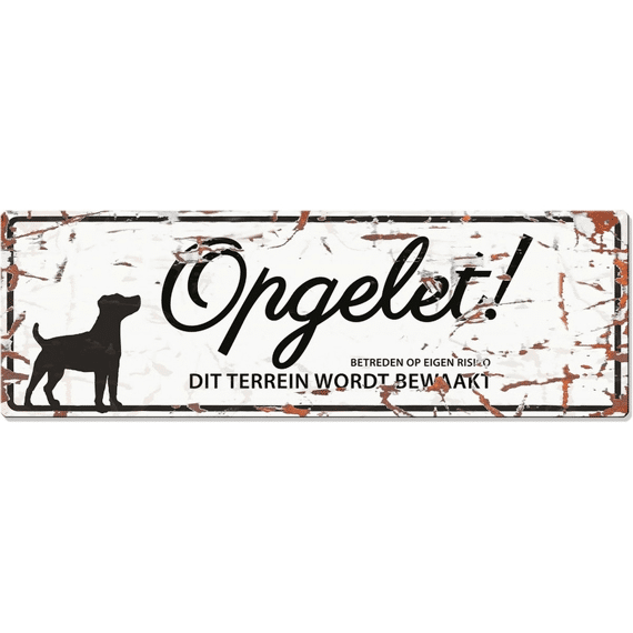 Waarschuwingsbord Jack Russel 40x14cm Wit