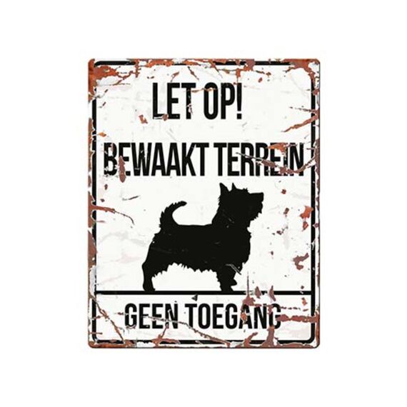 Waarschuwingsbord Vierkant Terrier N 20X25Cm Wit