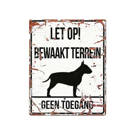 Waarschuwingsbord Vierkant Bull Terrier N 20X25Cm Wit