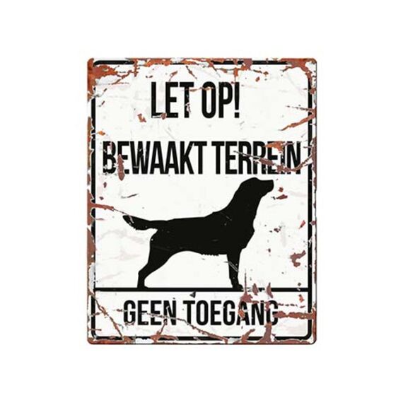 Waarschuwingsbord Vierkant Retriever N 20X25Cm Wit