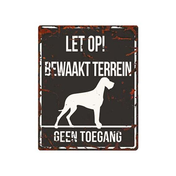 Waarschuwingsbord Vierkant Danish Dog N 20X25Cm Zwart