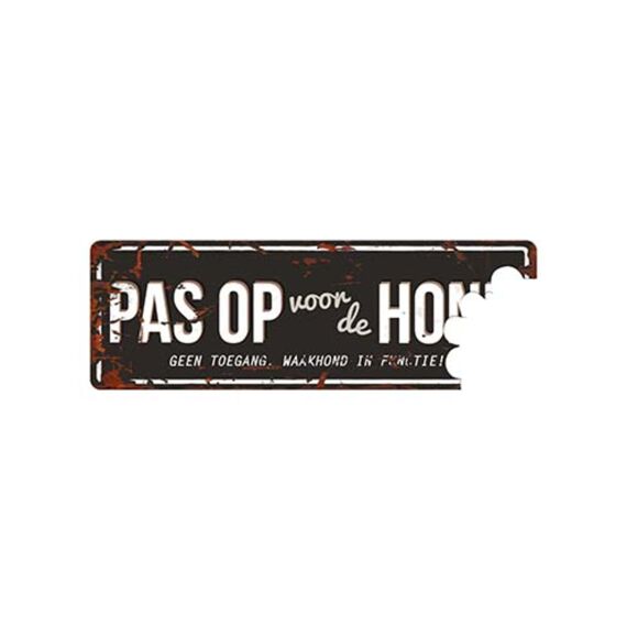 Waarschuwing Pas Op Voor De Hond N 40X14Cm Zwart/Grijs