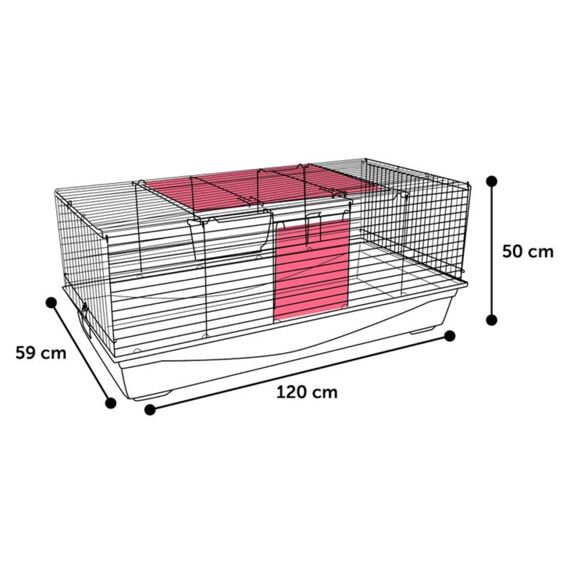 Cavia- En Dwergkonijnenkooi Jip Blauw/Zwart 120X59X50Cm