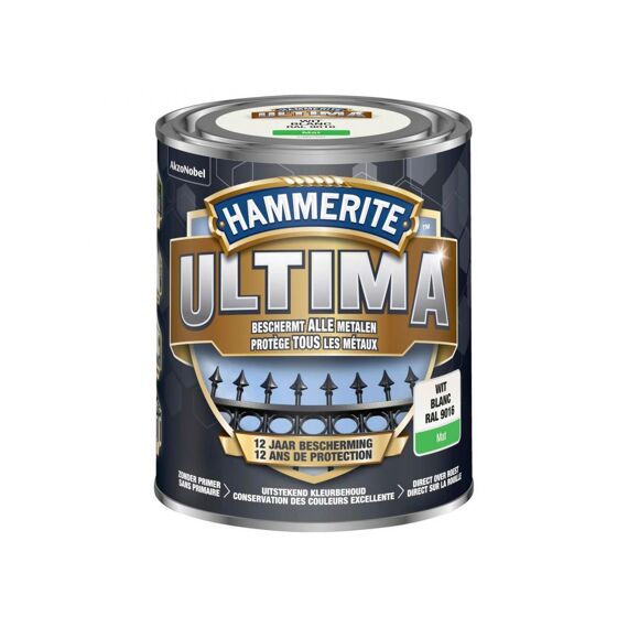 Hammerite Ultima Mat Wit / 9016 750Ml