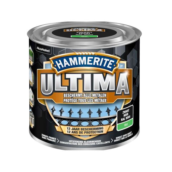 Hammerite Ultima Mat Zwart / 9005 250Ml