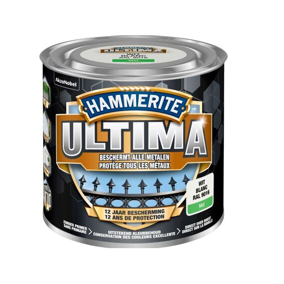 Hammerite Ultima Mat Wit / 9016 250Ml