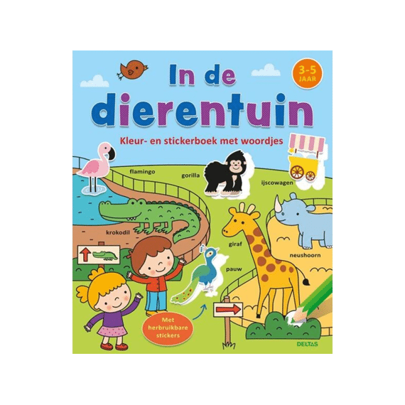 Kleur-En Stickerboek Met Woordjes  - In De Dierentuin (3-5J)