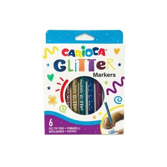 Carioca Glitter Markers Paperbox 6St