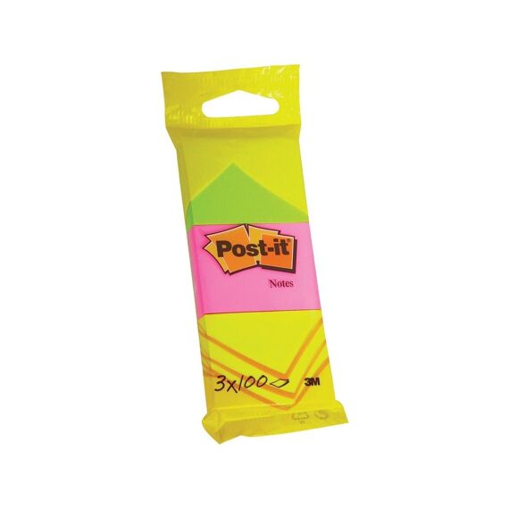 Post It Blokjes 38X51Mm 3 Kleuren - Geel/Roze/Groen