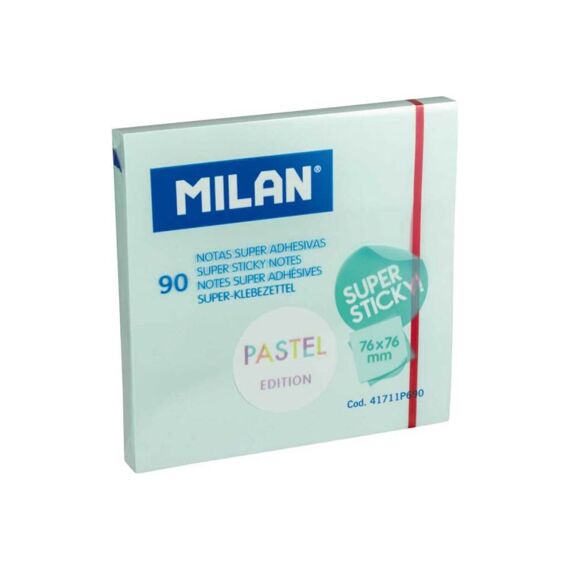 Milan Super Sticky Kleefblaadjes 90 Bladen - 76X76Mm Pastel Blauw