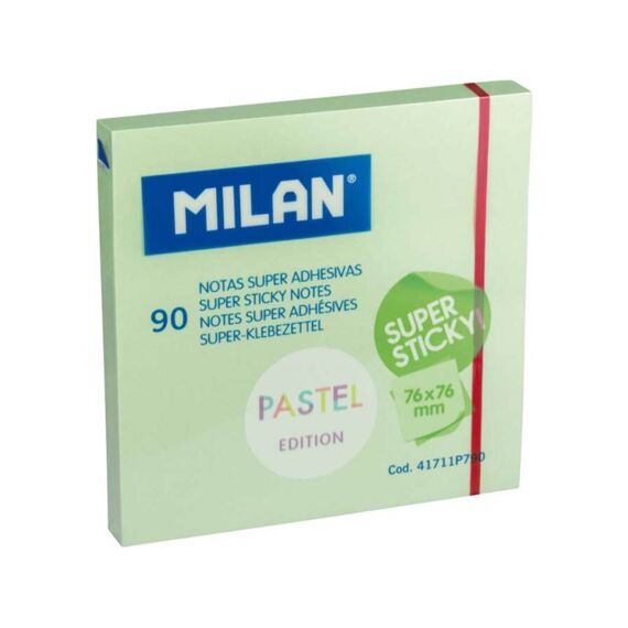 Milan Super Sticky Kleefblaadjes 90 Bladen - 76X76Mm Pastel Groen