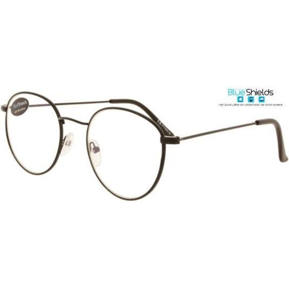 Icon Eyewear Blueshields Depp Black Metal Frame, Blueshields Lens, Black Tips Black +0.00