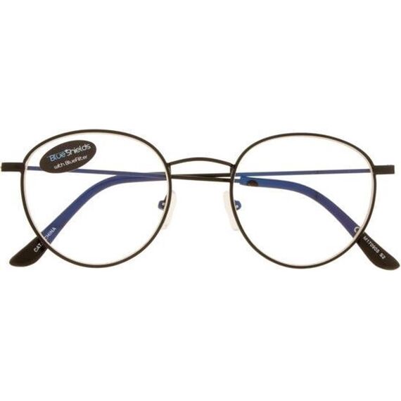 Icon Eyewear Blueshields Depp Black Metal Frame, Blueshields Lens, Black Tips Black +0.00