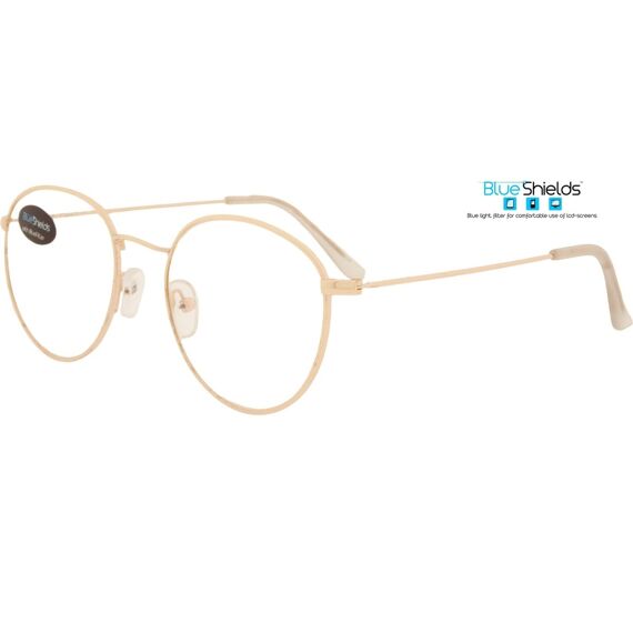 Icon Eyewear Blueshields Goldy Gold Frame, Blueshields Lens, Clear Tips Gold +1.00