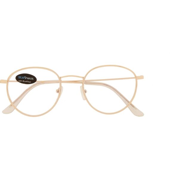 Icon Eyewear Blueshields Goldy Gold Frame, Blueshields Lens, Clear Tips Gold +1.00