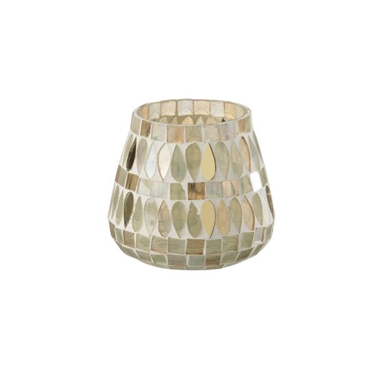 Theelicht Mozaiek Glas Beige S 9X9X9Cm