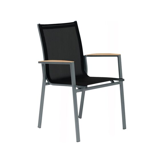 Foxx Alu Textilene Stacking Chair-Teak Arm