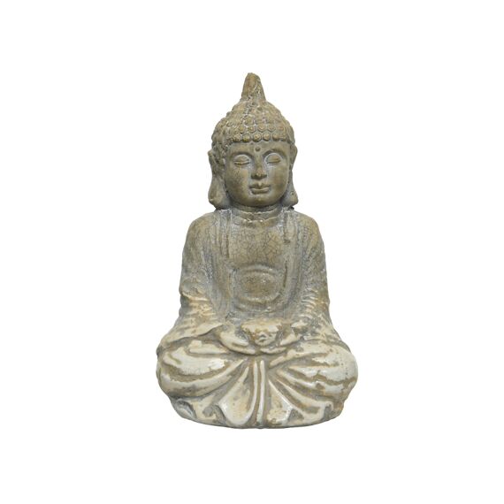 Boeddha Terracotta L20-W14-H33Cm Wit Antiek