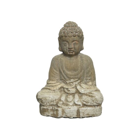 Boeddha Terracotta L21-W14-H30Cm Wit Antiek