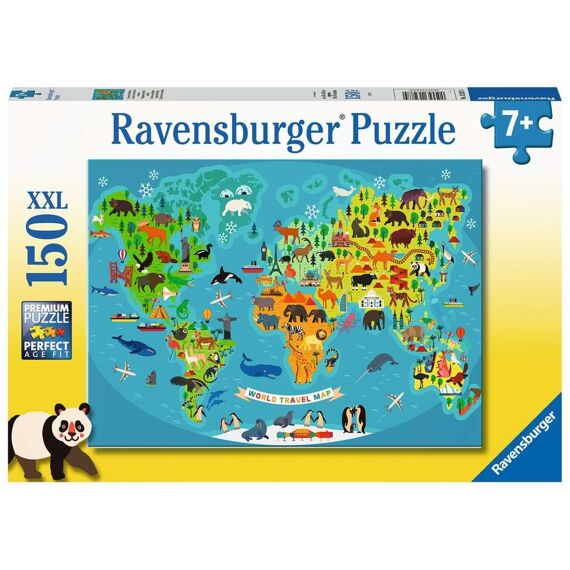 Ravensburger Puzzel 150 Stuks Xxl Dieren-Wereldkaart