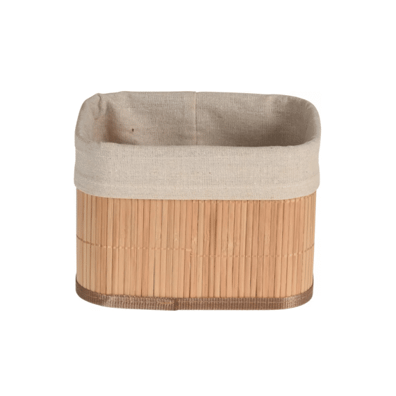 Mand Bamboe Naturel Met Wit Linnen 200x155x145mm