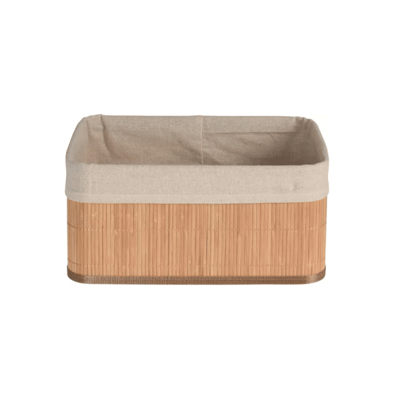 Mand Bamboe Naturel Met Wit Linnen 350x250x160mm