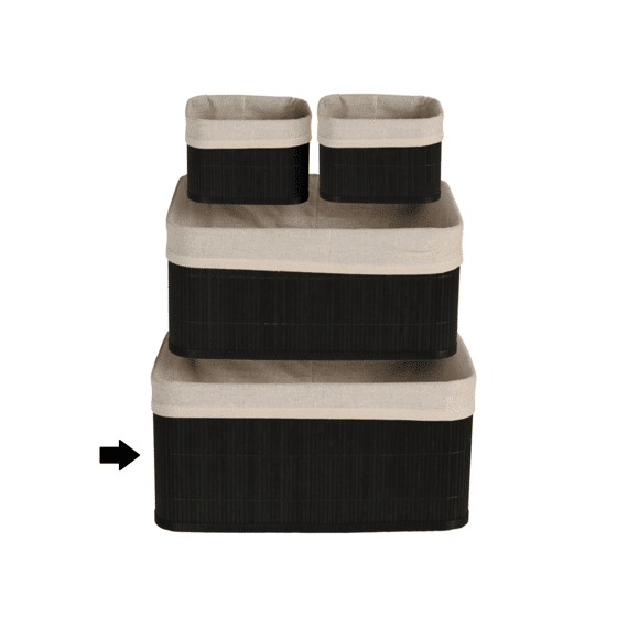 Mand Bamboe Zwart Met Wit Linnen 380x270x180mm