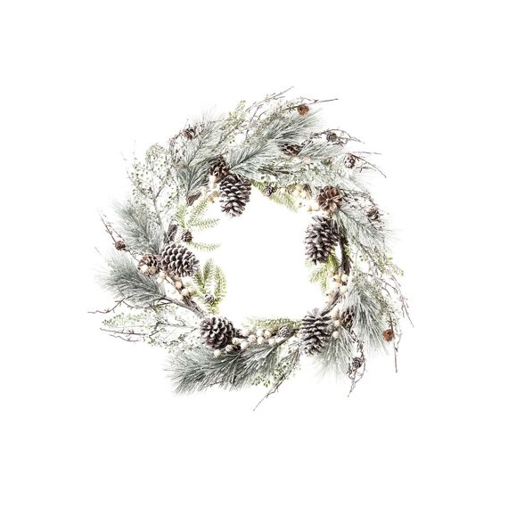 Wreath Pinecone White Berry D80Cm