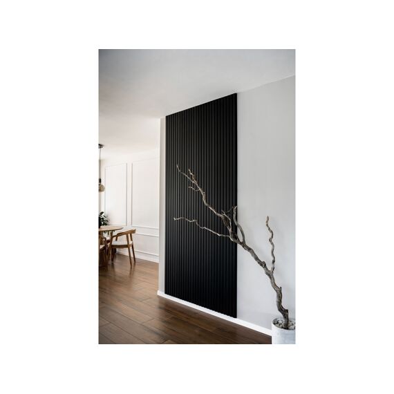 Wandpaneel Matte Black Met 7 Latjes Matte Black 20 X 300 X 2770