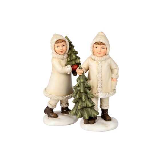 Jongens Kerstboom Creme 8X6X16Cm Polyresin 2 Assortiment Prijs Per Stuk/Kleur