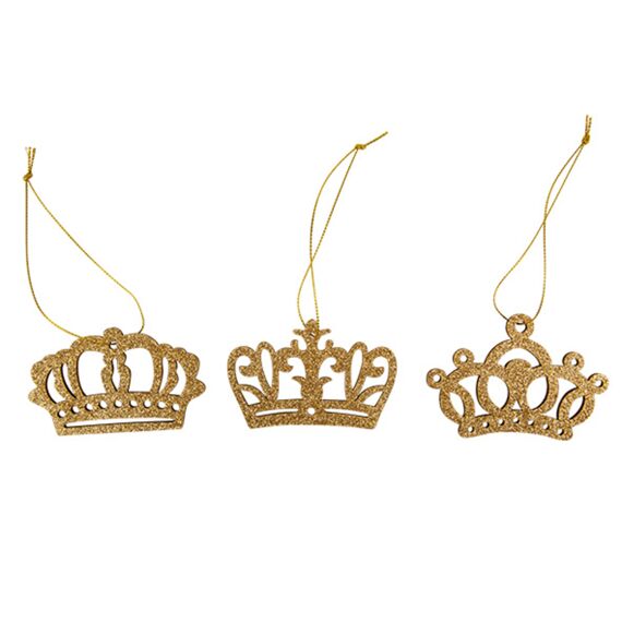 Hanger Crown Glitter Goud 24X7Xh1.2Cm Set/9