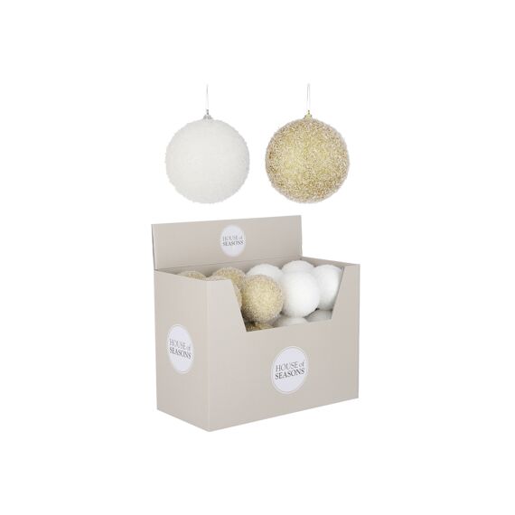 Ornament Bal Goud Wit D10Cm 2Assortimenten Prijs Per Stuk