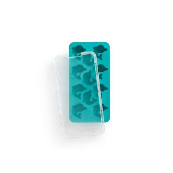 Lekue Ijsblokjesvorm Uit Rubber Voor 12 Dolfijnen Aquablauw Met Deksel 22X11X2.3Cm