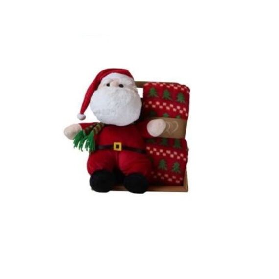 Plush+Blanket Xmas 30Cm Santa