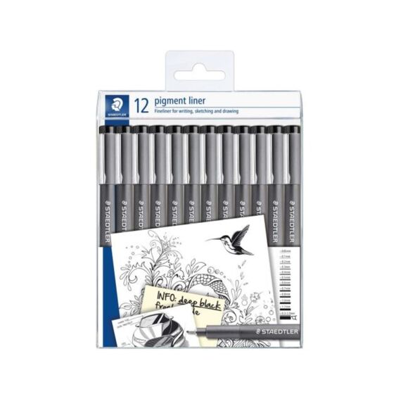 Staedtler Pigment Liner Zwart 12St Etui