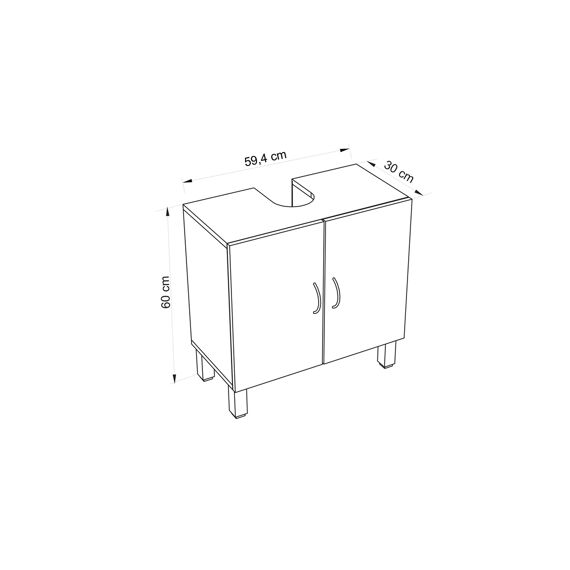 Allibert Solo Wastafelonderbouw 59,4Cm 2 Deuren Wit Mat